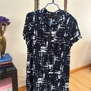 Navy and White Half-Zip Dress